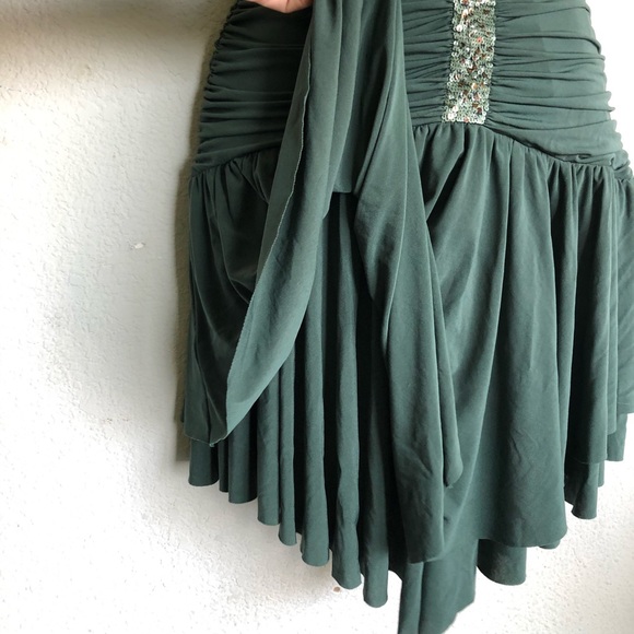 BCBG ruched sequined fit & flare cocktail dress S - Picture 9 of 14